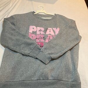 SHEIN Gray Sweatshirt with Pink Graphic Pray size medium like new